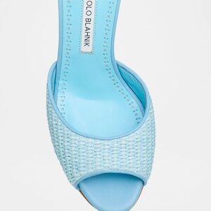 Manolo Blahnik Raffia Jadara Slide Sandals